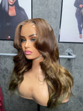 22” 2x6 Closure Glueless Wig in Mocha Brown with Green Tips 🍫💚