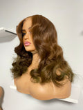 22” 2x6 Closure Glueless Wig in Mocha Brown with Green Tips 🍫💚